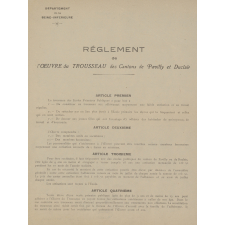 Réglement de l'Oeuvre du trousseau des cantons de Pavilly et Duclair.