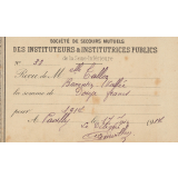 Reçu de paiement à la société de secours mutuels des instituteurs & institutrices publics de la Seine-Inférieure de Mlle Tallon