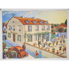 Tableau mural. 1 : les points cardinaux. 2 : le plan de l'école.