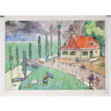 Tableau mural. 9 : la pluie. 10 : il gêle. 