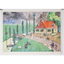 Tableau mural. 9 : la pluie. 10 : il gêle.