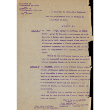 Nomination de Paul Guth comme chargé d'une heure de cours à l'Ecole supérieure des sciences et des lettres de Rouen. 