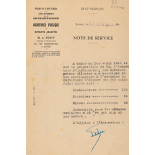 Assistance publique. Note de service. Primes aux nourrices et aux instituteurs à l'occasion du Certificat d'Etudes.