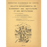 Inspection académique du Cantal. Bulletin départemental de classement des instituteurs et des institutrices. 