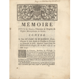 Mémoire Pour les Doyen, Chanoines & Chapitre de l'Eglise Métropolitaine de Rouen. Contre Le Sieur Le Clerc de Beauberon, Prêtre, Chanoine de ladite Eglise; & Professeur de Théologie en l'Université de Caën, Appelant comme d'abus des Délibérations du Chapitre, des 18 Aout 1758 & 22 Juin 1759.