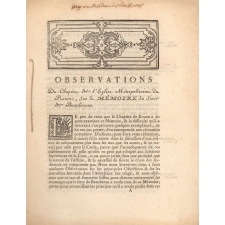 Observations du Chapitre & l'Eglise Métropolitaine de Rouen sur le mémoire du sieur de Beauberon.