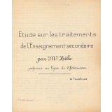 Etude sur les traitements de l'Enseignement secondaire.