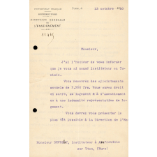 Nomination d'instituteur en Tunisie. 