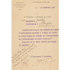 Proposition de poste pour Melle Jeanne Grados, institutrice.