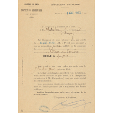 Arrêté de nomination de M. Mulocheau, instituteur à Saint-Pierre-de-Cernières.