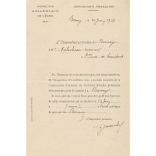 Nomination de M. Mulocheau, Instituteur à Saint-Pierre de Cernières, membre de la commission d'examen du C.E.P.