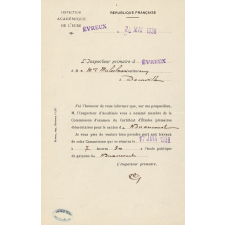 Nomination de M. Mulocheau, Instituteur à Damville, membre de la commission d'examen du C.E.P.