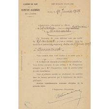 Arrêté de nomination de M. Mulocheau, Instituteur stagiaire d'une classe à Nonancourt.