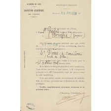 Arrêté de nomination de Melle Grados, Institutrice stagiaire à Saint-Pierre-de-Cernières.
