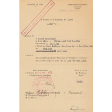 Arrêté de nomination de Madame Mulocheau, Adjointe au Cours complémentaire de Verneuil : Lettres, Histoire. géographie.