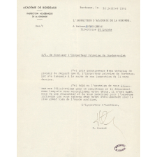 Félicitations de l'Inspecteur d'Académie à une institutrice.