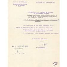 Avis de nomination comme Chevalier des Palmes Académiques.