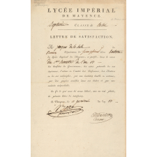 Lettre de satisfaction du Lycée Impérial de Mayence. 
