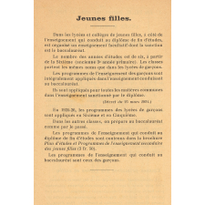 Horaires et programmes de l'enseignement secondaire des garçons. Décret du 13 mai 1925. Arrêté du 3 juin 1925.