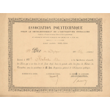 Diplôme de 1er Prix de Physique de l'Association Polytechnique pour le Développement de l'Instruction Populaire. 