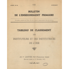 Tableau de Classement des Instituteurs et des Institutrices de l'Oise. Bulletin de l'Enseignement Primaire. Oise. Au 1er janvier 1948 (Promotions faites). Année 1947-1948.