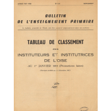 Tableau de Classement des Instituteurs et des Institutrices de l'Oise. Bulletin de l'Enseignement Primaire. Oise. Au 1er janvier 1958 (Promotions faites). Année 1957-58.