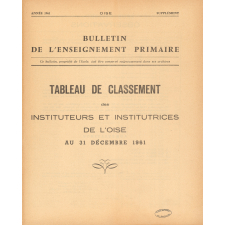 Tableau de Classement des Instituteurs et des Institutrices de l'Oise. Bulletin de l'Enseignement Primaire. Oise. Au 31 décembre 1961. Année 1961.