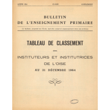 Tableau de Classement des Instituteurs et des Institutrices de l'Oise. Bulletin de l'Enseignement Primaire. Oise. Au 31 décembre 1964. Année 1964.