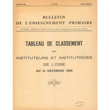 Tableau de Classement des Instituteurs et des Institutrices de l'Oise. Bulletin de l'Enseignement Primaire. Oise. Au 31 décembre 1966. Année 1966.