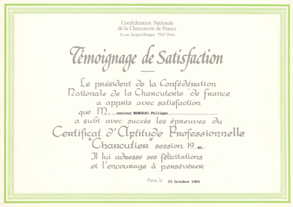 Témoignage de satisfaction.