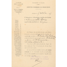 Nomination comme institutrice suppléante auxiliaire à Saint-Omer (Pas-de-Calais).