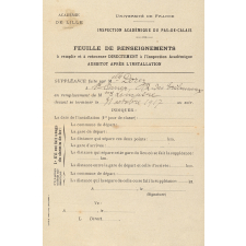 Nomination comme institutrice suppléante auxiliaire à Saint-Omer (Pas-de-Calais).