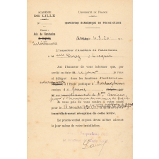 Nomination et maintien comme institutrice intérimaire à Hardinghen (Pas-de-Calais).