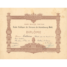 Diplôme. Ecole Publique de Garçons. 