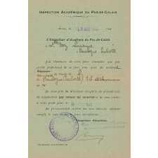 Nomination comme directrice d'école à Boulogne (Pas-de-Calais).