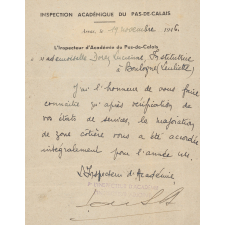 Notification de l'attribution de la majoration de zone côtière pour 1944.