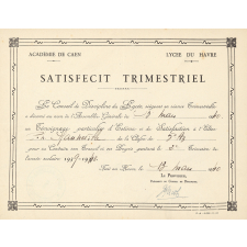 Quatorze Billets de Satisfecit du Lycée du Havre. 