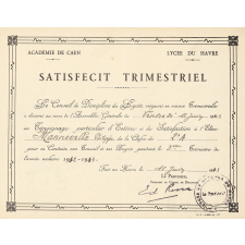 Quatorze Billets de Satisfecit du Lycée du Havre.
