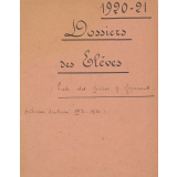 1920-21. Liste des pièces figurant aux dossiers des élèves. 