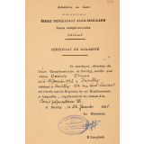 Ecole pensionnat Jean-Maillard. Pavilly. Certificat de scolarité. 