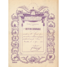 Diplôme de Mention Honorable du Pensionnat des Frères des Écoles Chrétiennes de Grenoble. 