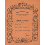 Diplôme de Mention Honorable Bien du Pensionnat-Externat de La Salle des Frères des Écoles Chrétiennes de Grenoble. 