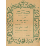 Diplôme de Mention Honorable très Bien du Pensionnat-Externat de La Salle des Frères des Écoles Chrétiennes de Grenoble. 