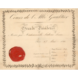 Diplôme de Grande Présidence des Cours de l'Abbé Gaultier. 