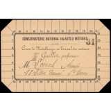 Conservatoire national des Arts et Métiers. 4 cartes d'inscription. 