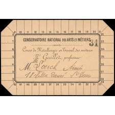 Conservatoire national des Arts et Métiers. 4 cartes d'inscription.