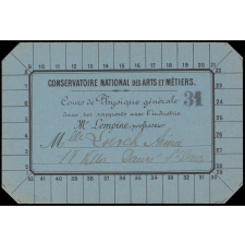 Conservatoire national des Arts et Métiers. 4 cartes d'inscription. 