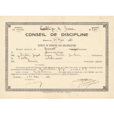 Conseil de discipline : Félicitations à Mulocheau (Georges), élève de 2e au Collège de Dreux.