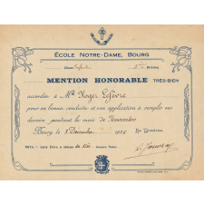 Ecole Notre-Dame de Bourg - Mention honorable, très bien.