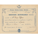 Ecole Notre-Dame de Bourg - Mention honorable, très bien.